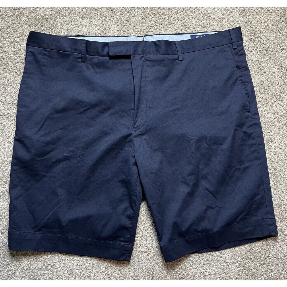 Polo Ralph Lauren Men's Chino Shorts Stretch Slim‎ Fit Size 42 Cotton Navy Blue
